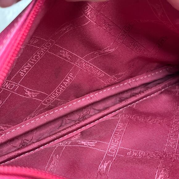 Longchamp Leather Shoulder Bag Iconic Style Women Purse Magenta Equestrian Small - Picture 10 of 16